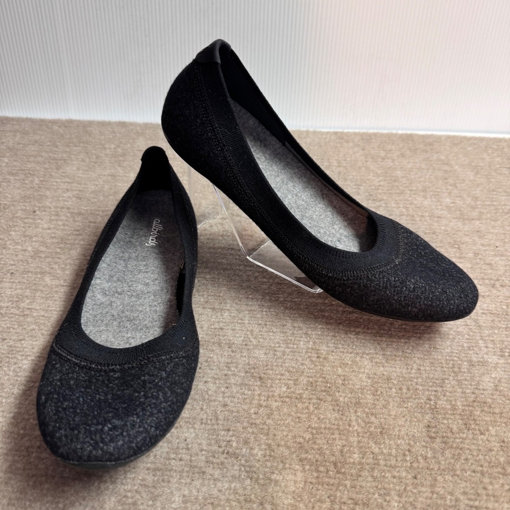Allbirds Wool Breezers Shoes Women 10.5 Black Slip On Ballet Flats Comfort